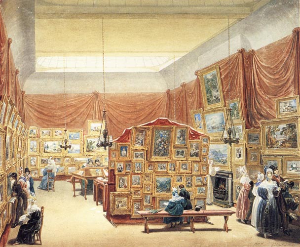 Interior of the Gallery of the New Society of Painters in Water Colurs,Old Bond Street